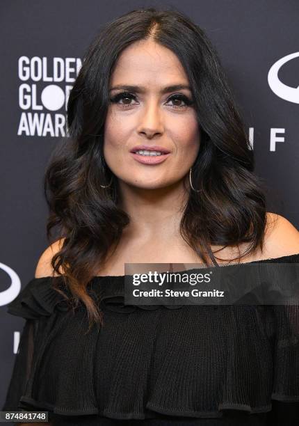 Salma Hayek arrives at the Hollywood Foreign Press Association And InStyle Celebrate The 75th Anniversary Of The Golden Globe Awards at Catch LA on...