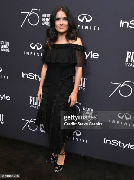 Salma Hayek arrives at the Hollywood Foreign Press Association And InStyle Celebrate The 75th Anniversary Of The Golden Globe Awards at Catch LA on...