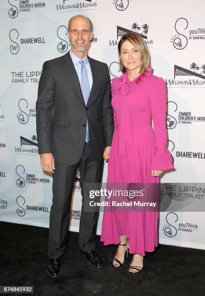 Actress Sasha Alexander and Edoardo Ponti attend the Sharewell/Zimmer Children's Museum Discovery Award Dinner at the Skirball Cultural Center on...