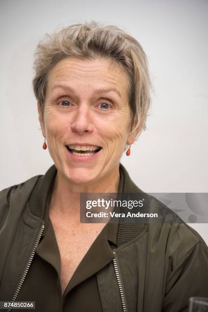 Frances McDormand at the "Three Billboards Outside Ebbing, Missouri" Press Conference at the Four Seasons Hotel on November 14, 2017 in Beverly...