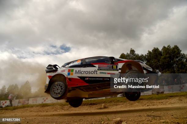 Esapekka Lappi of Finland and Janne Ferm of Finland compete in their Toyota Gazoo Racing WRT Toyota Yaris WRC during the Shakedown of the WRC...