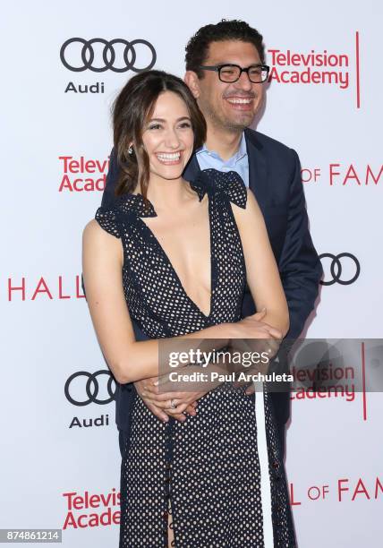 Screenwriter Sam Esmail and Actress Emmy Rossum attend the Television Academy's 24th Hall Of Fame ceremony at The Saban Media Center on November 15,...