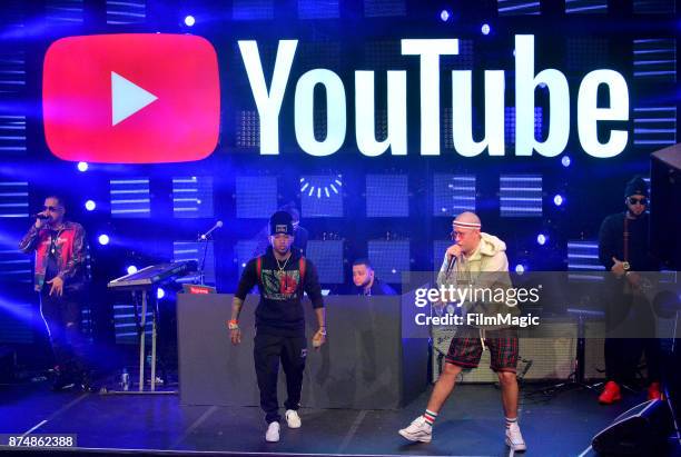 Bad Bunny performs onstage at YouTube Musica sin fronteras A Celebration of Latin Music at Jewel Nightclub at the Aria Resort & Casino on November...