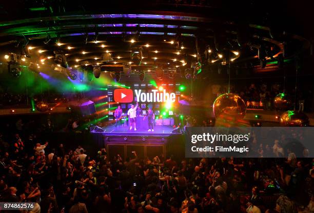 Bad Bunny performs onstage at YouTube Musica sin fronteras A Celebration of Latin Music at Jewel Nightclub at the Aria Resort & Casino on November...