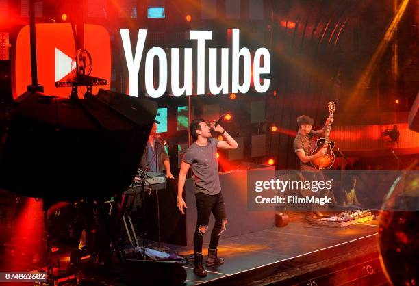 Sebastian Yatra performs onstage at YouTube Musica sin fronteras A Celebration of Latin Music at Jewel Nightclub at the Aria Resort & Casino on...