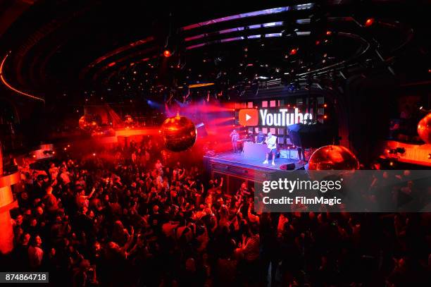 Bad Bunny performs onstage at YouTube Musica sin fronteras A Celebration of Latin Music at Jewel Nightclub at the Aria Resort & Casino on November...