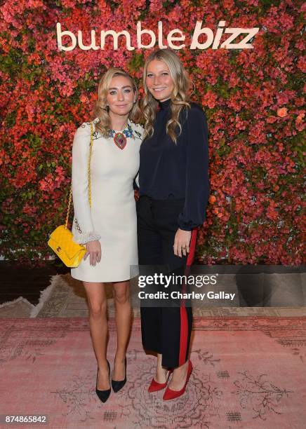 Whitney Wolfe Herd and Gwyneth Paltrow attend Bumble Bizz Los Angeles Launch Dinner At Nobu Malibu at Nobu Malibu on November 15, 2017 in Malibu,...