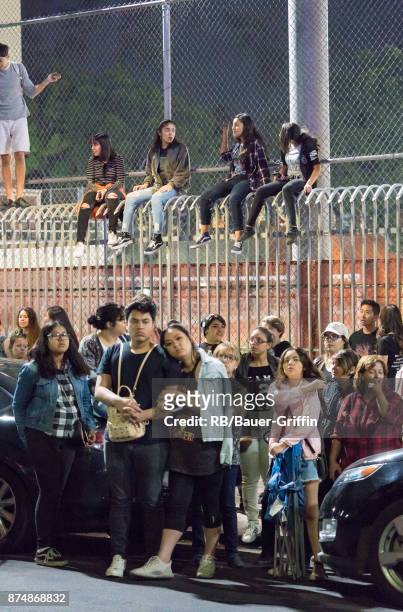 General view of fans waiting for Korean K-pop band 'BTS' are seen at 'Jimmy Kimmel Live' on November 15, 2017 in Los Angeles, California.