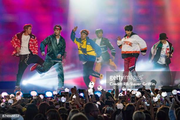 Korean K-pop band 'BTS' are seen at 'Jimmy Kimmel Live' on November 15, 2017 in Los Angeles, California.