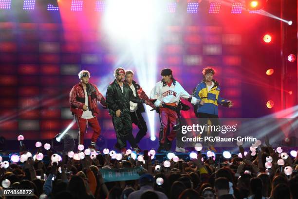 Pop sensation BTS are seen at Jimmy Kimmel Live on November 15, 2017 in Los Angeles, California.