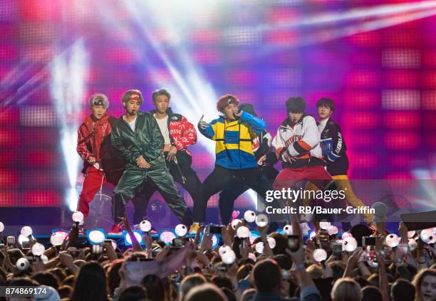 Korean K-pop band 'BTS' are seen at 'Jimmy Kimmel Live' on November 15, 2017 in Los Angeles, California.