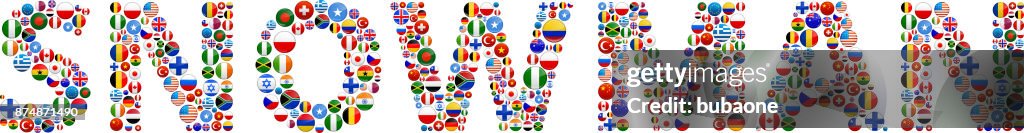 Boneco de neve mundo sinalizadores botões de vetor.