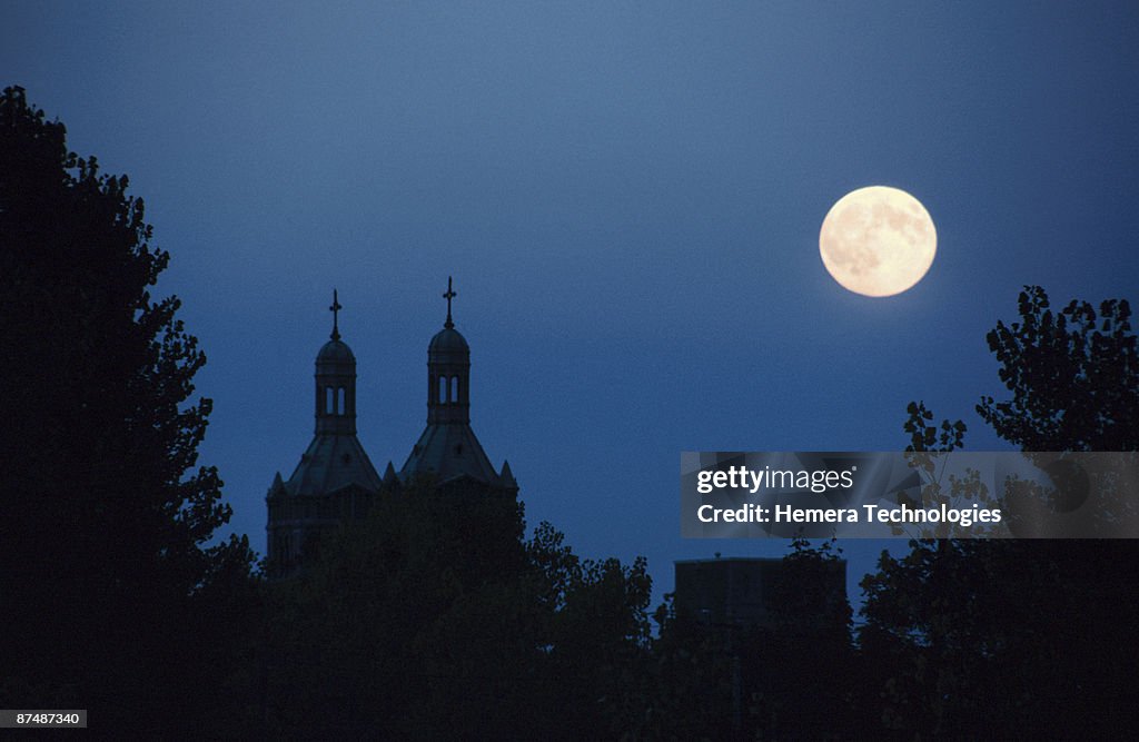 Cathedral under full moon