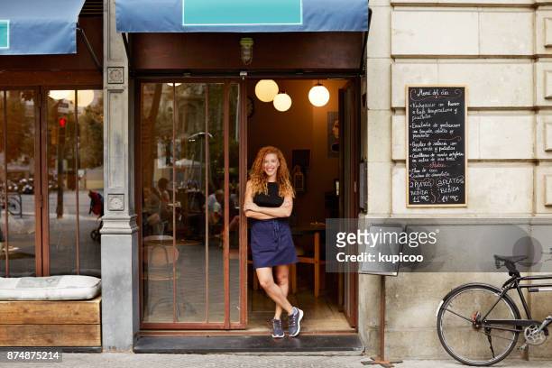 welcome to my cafe - barcelona cafe stock pictures, royalty-free photos & images