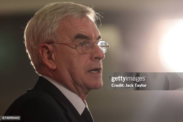 Shadow Chancellor John McDonnell gives a pre-budget speech at Church House on November 16, 2017 in London, England. Mr McDonnell today announced the...