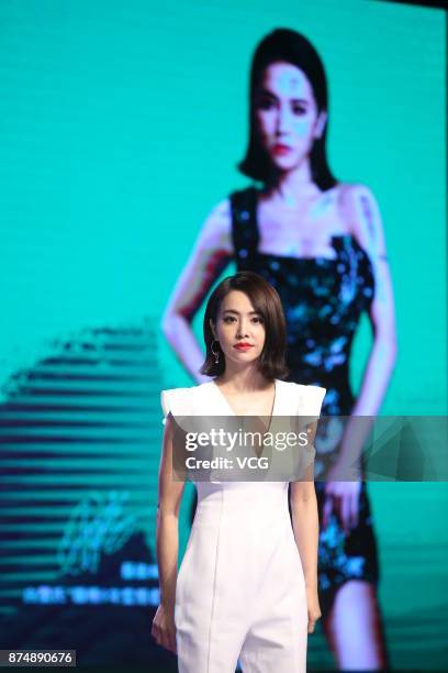 Singer Jolin Tsai attends the promotional event for Brands on November 16, 2017 in Taipei, Taiwan of China.