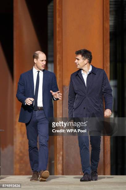 Prince William, Duke of Cambridge walks with President of EMEA Business and Operations for Google, Matt Brittin during his visit to Google & YouTube...