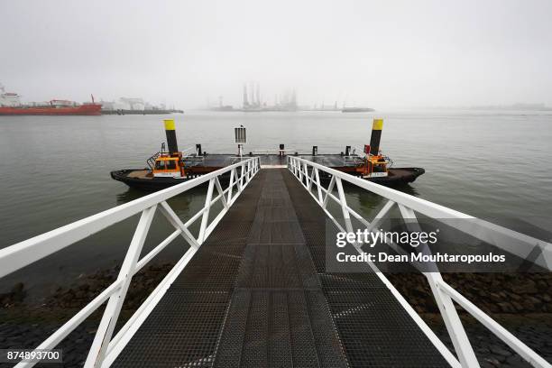 General view of the Port of Rotterdam on November 15, 2017 in Rotterdam, Netherlands. This is the largest port in Europe covering 105 square...