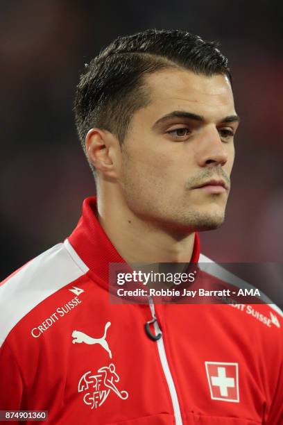 Granit Xhaka of Switzerland during the FIFA 2018 World Cup Qualifier Play-Off: Second Leg between Switzerland and Northern Ireland at St. Jakob-Park...