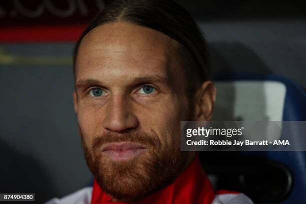 Michael Lang of Switzerland during the FIFA 2018 World Cup Qualifier Play-Off: Second Leg between Switzerland and Northern Ireland at St. Jakob-Park...