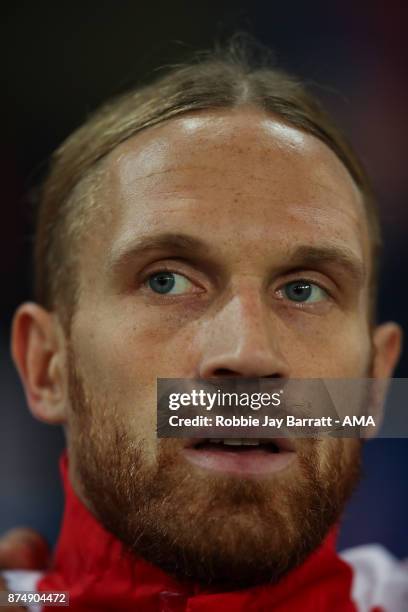 Michael Lang of Switzerland during the FIFA 2018 World Cup Qualifier Play-Off: Second Leg between Switzerland and Northern Ireland at St. Jakob-Park...