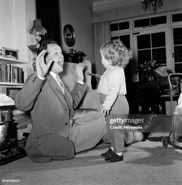 Personality Nicholas Parsons and daughter Zuleika, 25th February 1960.