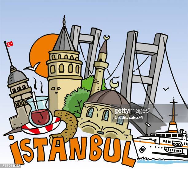 ilustraciones, imágenes clip art, dibujos animados e iconos de stock de ilustración istanbul dibujado - istanbul