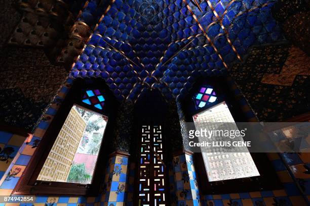 The picture shows the interior of the "Casa Vicens" designed by Spanish architect Antoni Gaudi taken on November 16, 2017 in Barcelona. / AFP PHOTO /...