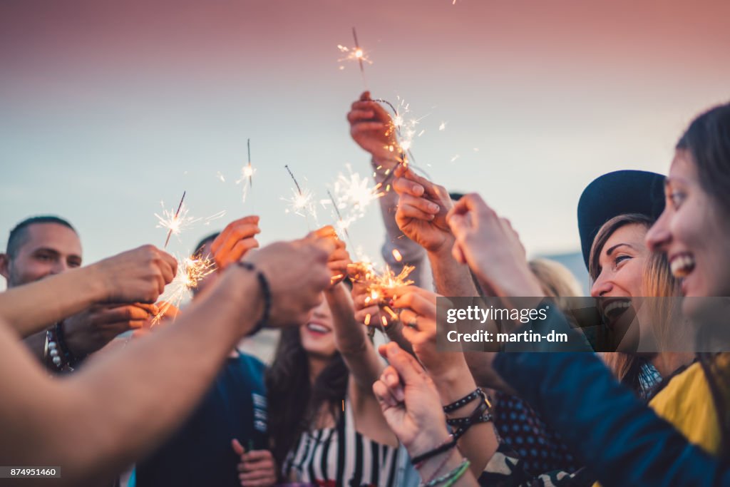 Friends celebrating New Year