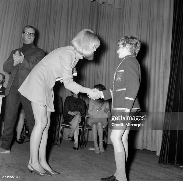 Actress Judy Geeson star of the 'Newcomers' and 'To Sir With Love', went back to her old school, the Corona School, to present prizes. Amongst those...