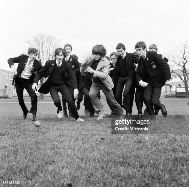 Year old actor Jack Wild who played the role of the Artful Dodger in the 1968 Lionel Bart musical film Oliver! Pictured visiting his schoolmates at...