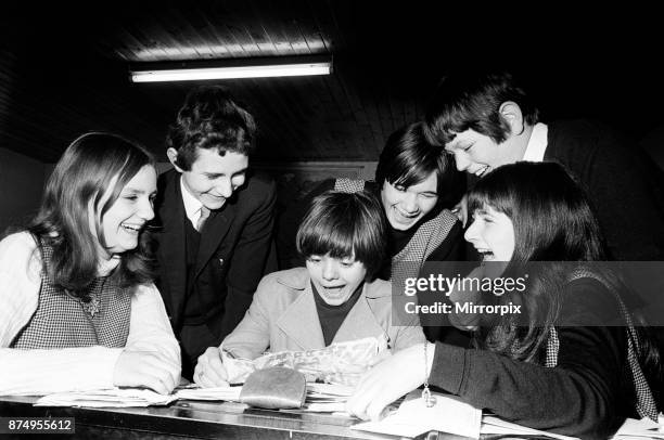 Year old actor Jack Wild who played the role of the Artful Dodger in the 1968 Lionel Bart musical film Oliver! Pictured visiting his schoolmates at...