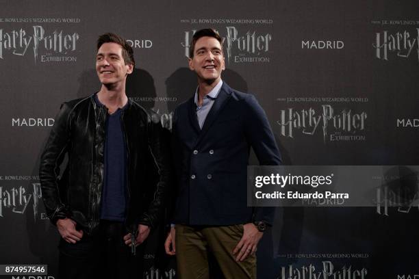 James Phelps and Oliver Phelps attend the opening of 'Harry Potter: The Exhibition' on November 16, 2017 in Madrid, Spain.