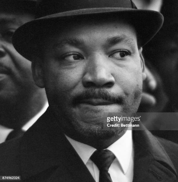 Nobel laureate Reverend Martin Luther King, Jr., wears a five-day growth of beard as he steps outside the jai here for the first time since his...