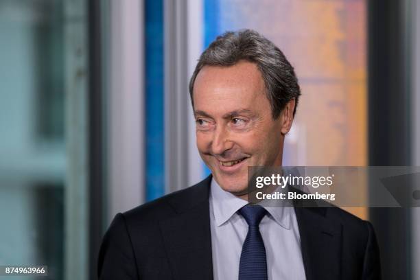 Fabrice Bregier, chief operating officer of Airbus SE, reacts during a Bloomberg Television interview in Berlin, Germany, on Thursday, Nov. 16, 2017....