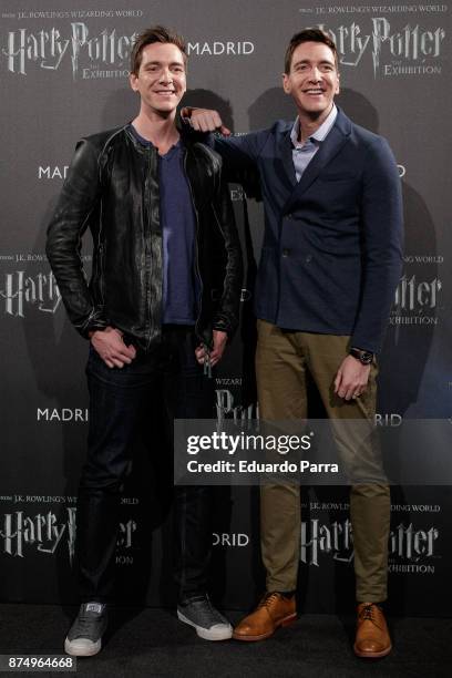 James Phelps and Oliver Phelps attend the opening of 'Harry Potter: The Exhibition' on November 16, 2017 in Madrid, Spain.