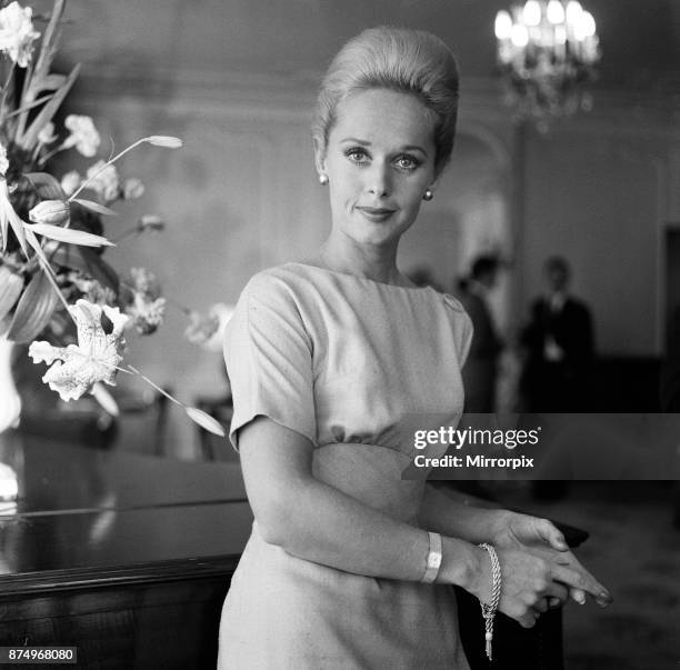 Tippi Hedren at Claridges Hotel, 23rd August 1963.