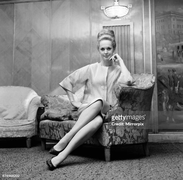 Tippi Hedren at a press reception at the Dorchester Hotel for he rnew film 'A Countess from Hong Kong', 1st March 1966.