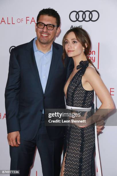 Actress Emmy Rossum and Screen writer Sam Esmail attends the Television Academy's 24th Hall Of Fame Ceremony at Saban Media Center on November 15,...