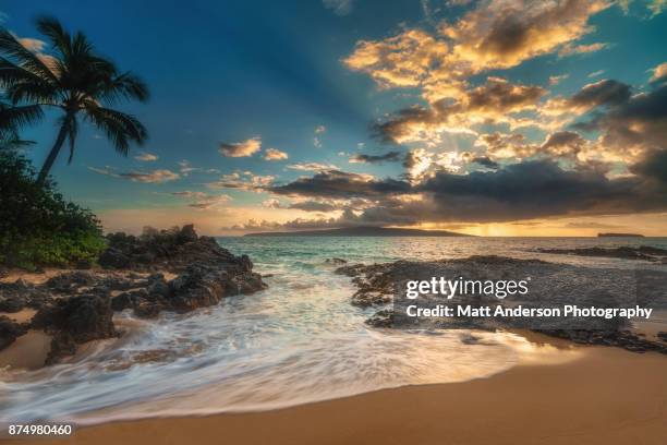 makena beach makena cove sunset #2 - makena beach stock pictures, royalty-free photos & images