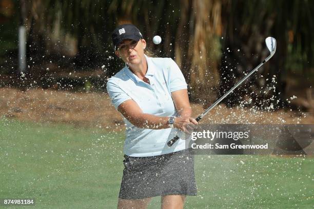 Cristie Kerr of the United States plays a shot from a bunker on the sixth hole during round one of the CME Group Tour Championship at the Tiburon...