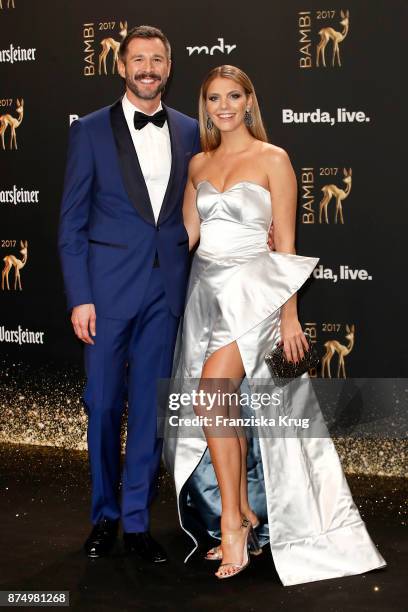 Jochen Schropp and Viviane Geppert arrive at the Bambi Awards 2017 at Stage Theater on November 16, 2017 in Berlin, Germany.