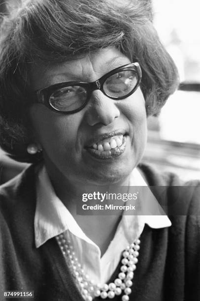 Josephine Baker American-born French dancer, singer, and actress, seen here giving a press conference shortly after arriving at London's Heathrow...