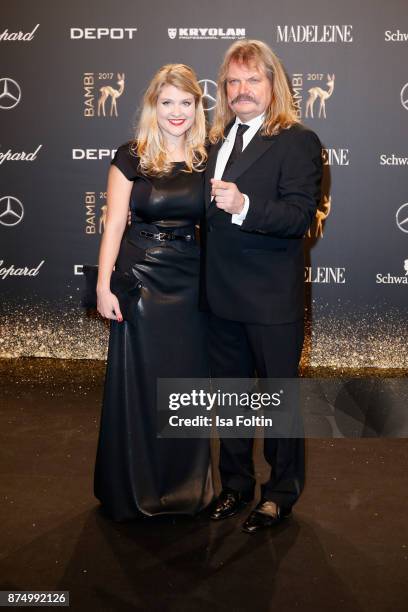 Lara Mandoki and her father Leslie Mandoki arrive at the Bambi Awards 2017 at Stage Theater on November 16, 2017 in Berlin, Germany.