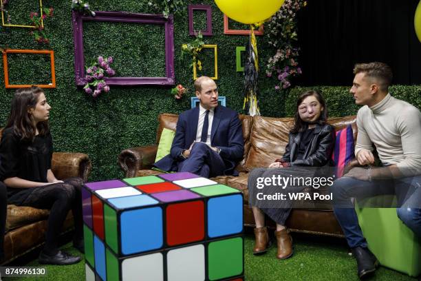 Prince William, Duke of Cambridge Prince William, Duke of Cambridge meets YouTube vloggers Dodie Clark Nikki Lilly and Riyadh Khalaf during his visit...