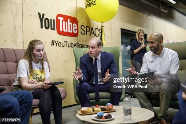 Prince William, Duke of Cambridge meets with volunteers from National Society for the Prevention of Cruelty to Children during his visit to launch...