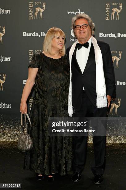 Patricia Riekel and Helmut Markwort arrive at the Bambi Awards 2017 at Stage Theater on November 16, 2017 in Berlin, Germany.