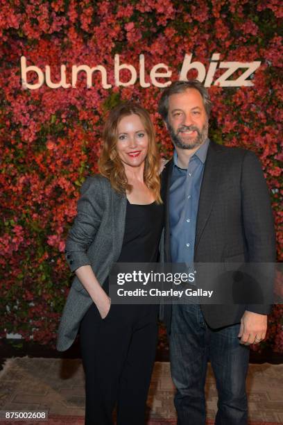 Leslie Mann and Judd Apatow attend Bumble Bizz Los Angeles Launch Dinner At Nobu Malibu at Nobu Malibu on November 15, 2017 in Malibu, California.