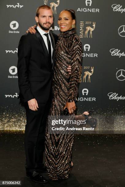 Juan Lopez Salaberry and Barbara Becker arrive at the Bambi Awards 2017 at Stage Theater on November 16, 2017 in Berlin, Germany.