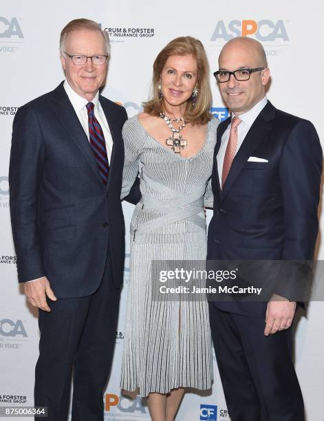 Chuck Scarborough, Ellen Ward Scarborough and Matt Bershadker attend The ASPCA 2017 Humane Awards Luncheon at Cipriani 42nd Street on November 16,...